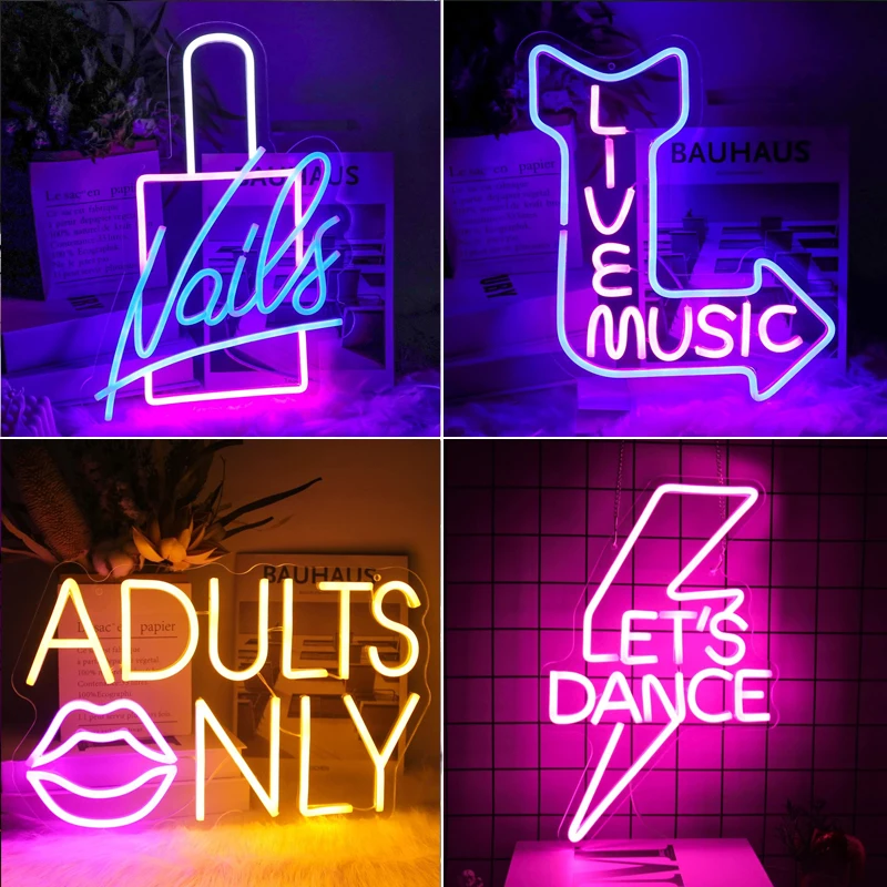 パーソナライズされたグローパターンネオン-led-壁装飾ライト寝室リビングルームバーゲームルームパーティー装飾