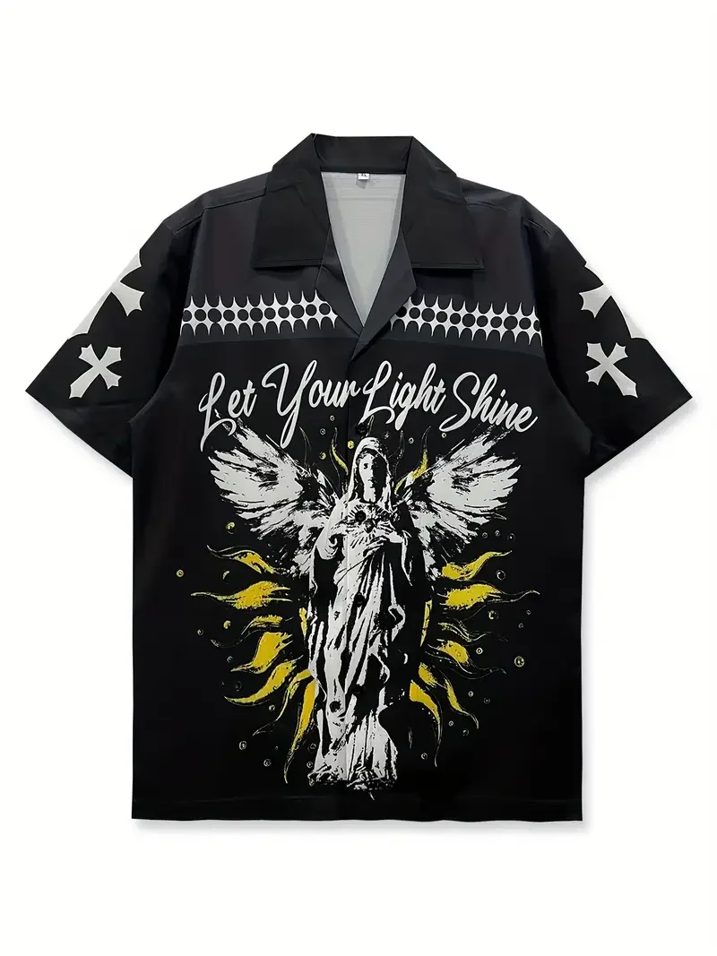 رجل الصيف قميص هاواي صيفي رسالة يسوع الإيمان ثلاثية الأبعاد طباعة قمصان الرجال النساء موضة قصيرة الأكمام زر الشاطئ قميص البلوزات الاجتماعية #4