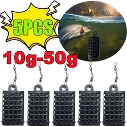 New 5PCS Fishing Tackle Feeder Cage Round Square for Carp Coarse Match Barbel Fishing Metal Feeders Tools 10g 20g 30g 40g 50g