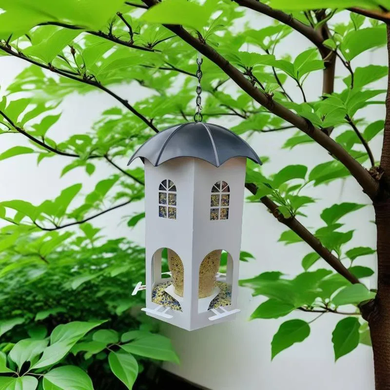

LH Outdoor Hanging Castle Bird Feeder Pastoral Metal Courtyard Garden Decoration