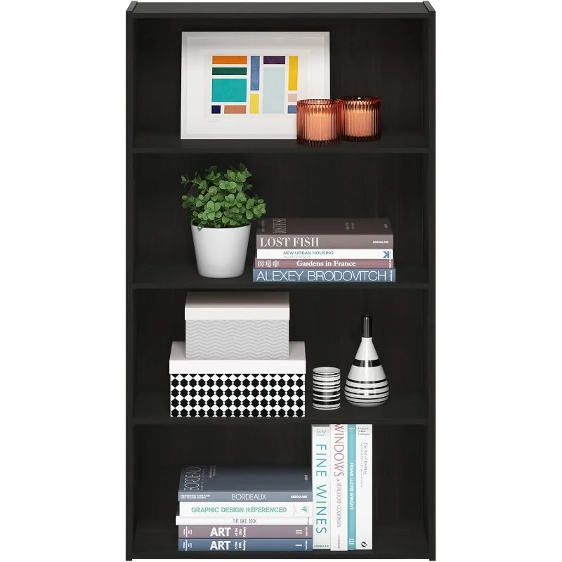 Populer.Pasir Rak Buku 4 Tingkat / Rak Buku / Rak Penyimpanan, Espresso