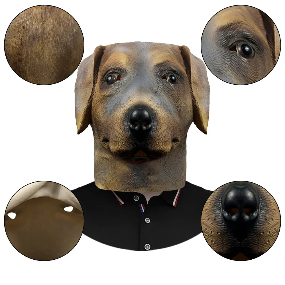 Labrador-Hundemaske Halloween-Party-Kostüm Vollgesichtsmaske Tier-Latexmaske Cosplay-Verkleidung Kostüm-Requisiten – Detail 4
