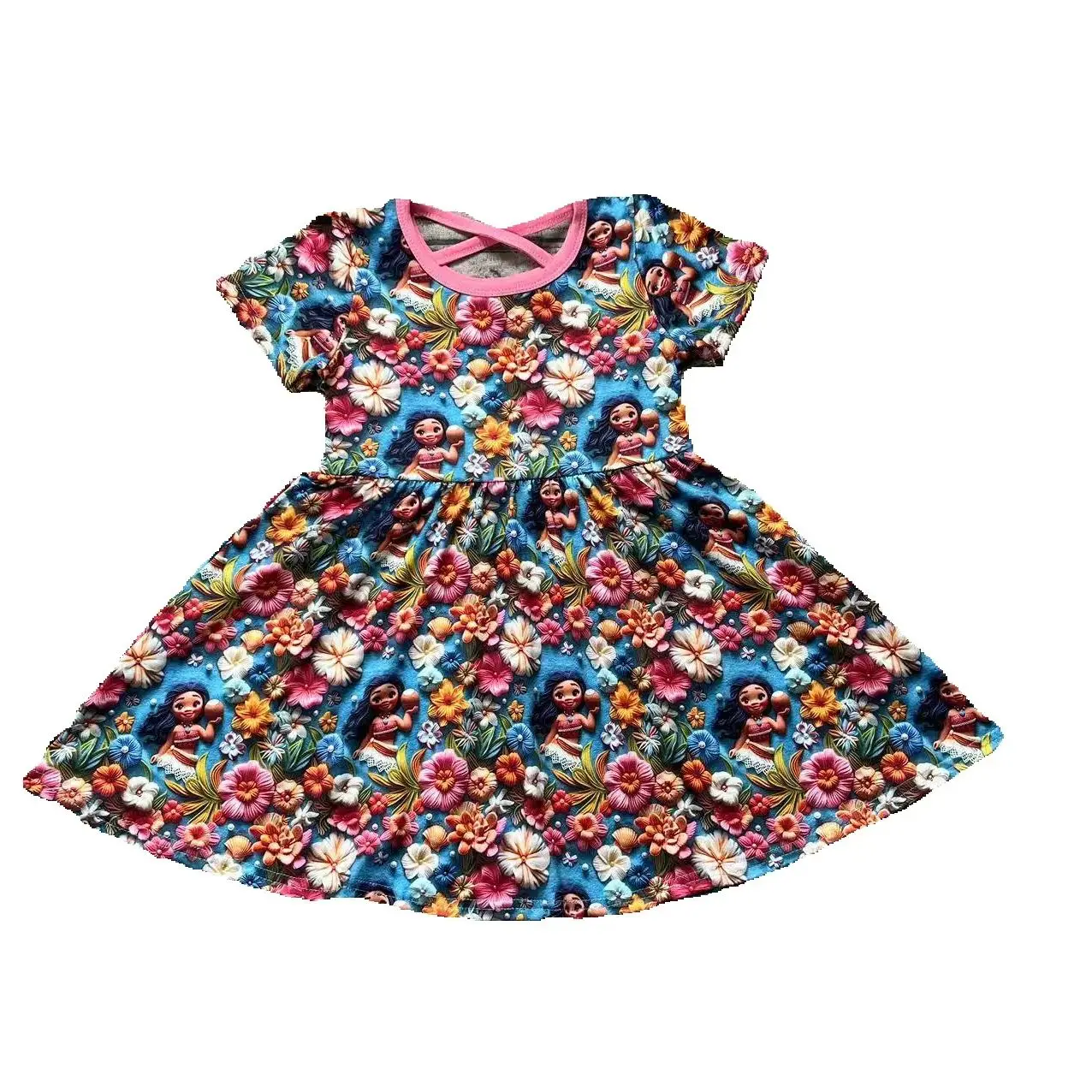 

GSD1785Baby girl knee-length floral blue dress