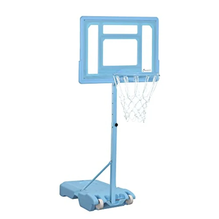 

Poolside Basketball Hoop Stand, 36.548.5 Height Adjustable Portable Hoop System with Clear Backboard and Fillable Base for Whol