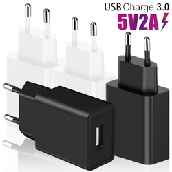 1-5Pcs Universal EU Plug Travel USB Wall Charger 5V2A 1A Power Adapter USB-A Phone Charging for Samsung IPhone IPad Xiaomi Huwei