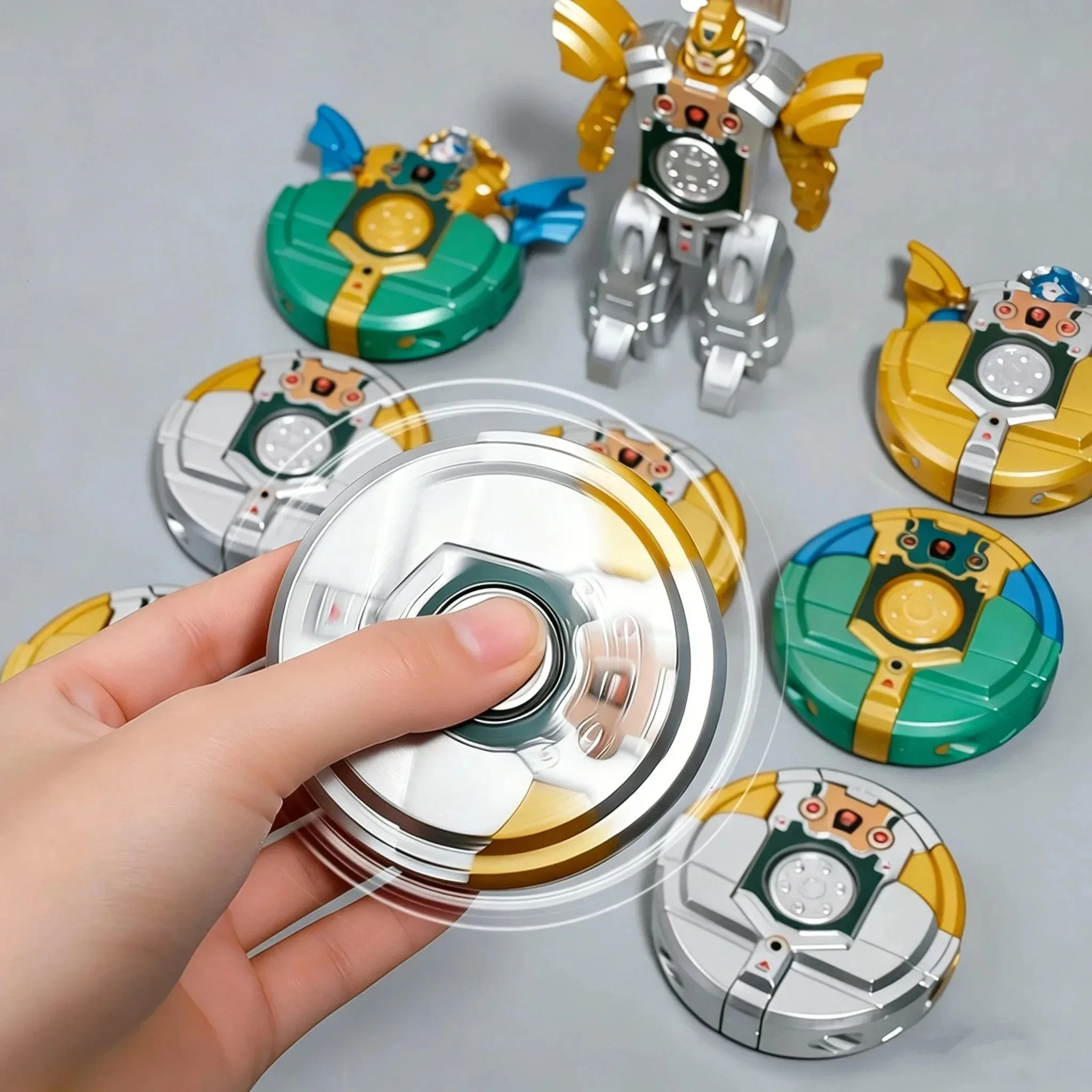 Creative DIY Transformable Robot Finger Spinner, Kids' Educational Tank Gyro Toy, Fun Stress-Relief Fidget Puzzle Plaything