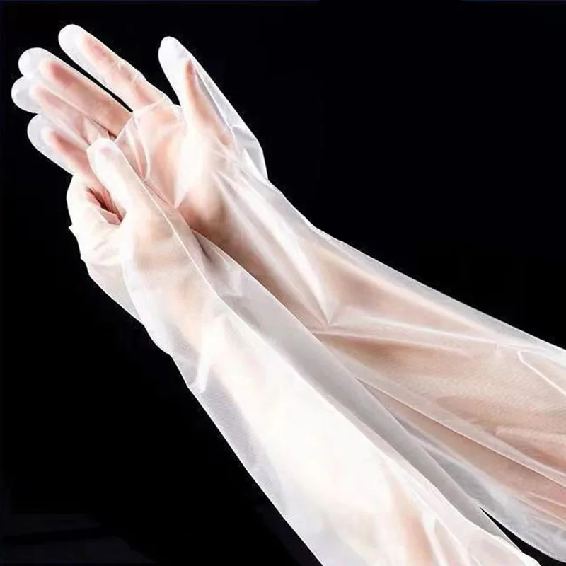 

30Pcs Disposable Arm Guard Gloves Kitchen Household Cleaning Waterproof Elastic Drawstring Lengthened Cpe Long-Arm Gloves Women