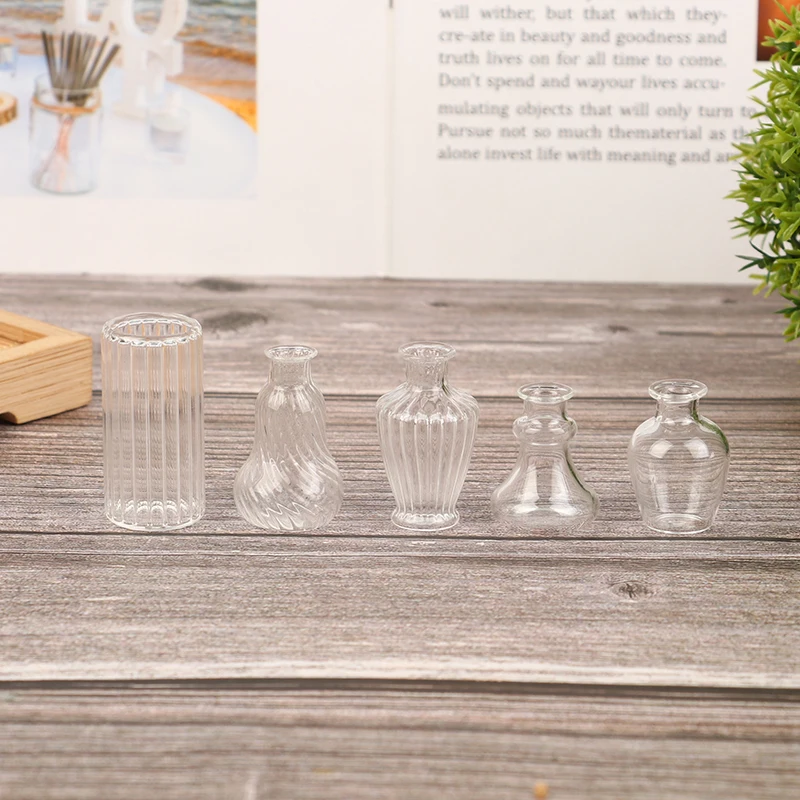1Pc 1/6 or 1/12 Scale Dollhouse Miniature Glass Vase for Doll House Decoration Accessories Kids Pretend Play Toys DIY