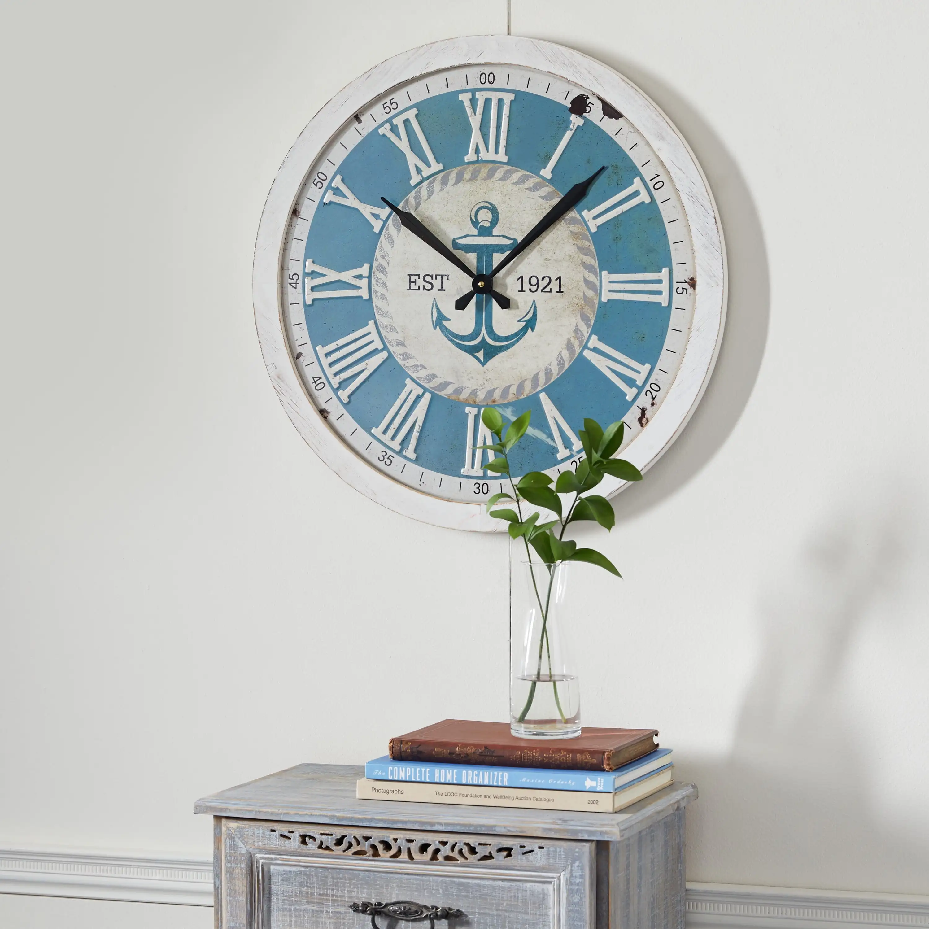 

24 White Metal Anchor Wall Clock