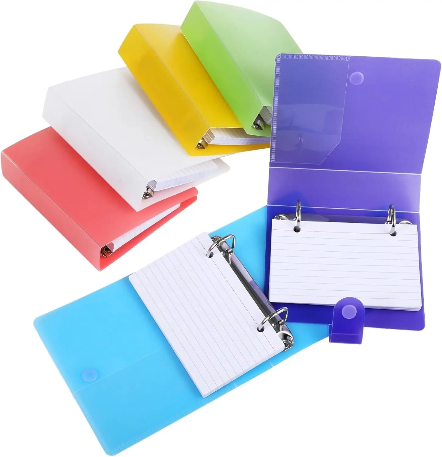 2 Rings 3x5 Inch Card Binder with Dividers, Organizer Notebook with 50 Pages Sheets for Office Home Elementary School Classroom