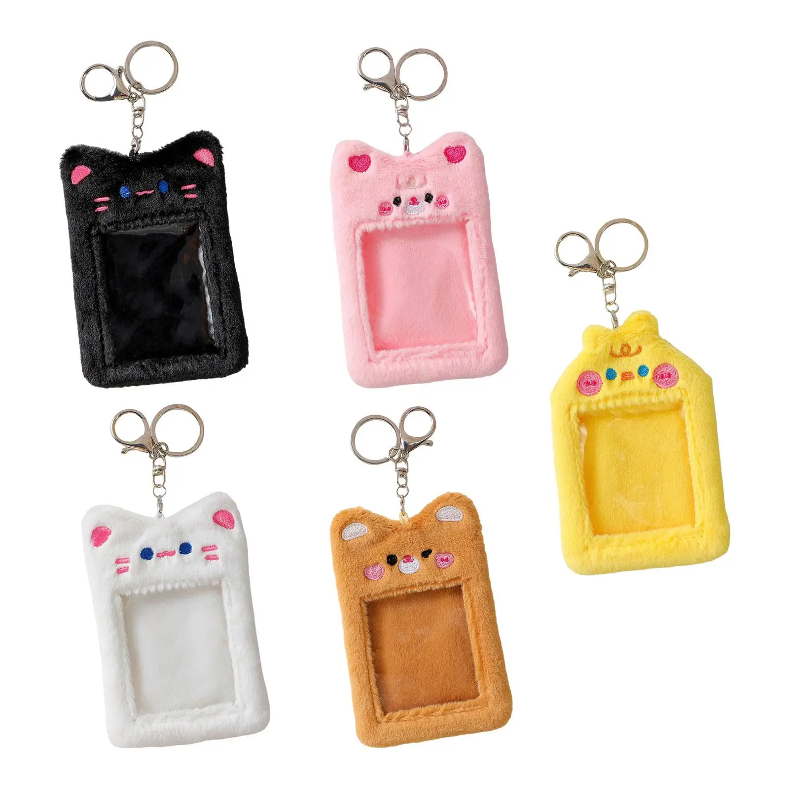 Plush Photocard Holder Keychain Pendant for Football Cards Driver Licenses