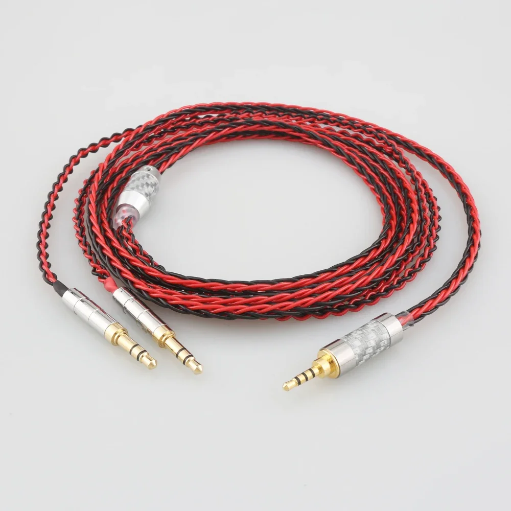 High Quality Red Black Headphone Earphone Cable For Beyerdynamic T1 T5P II AMIRON HOME Denon AH-D600 AH-D7100 Headphone