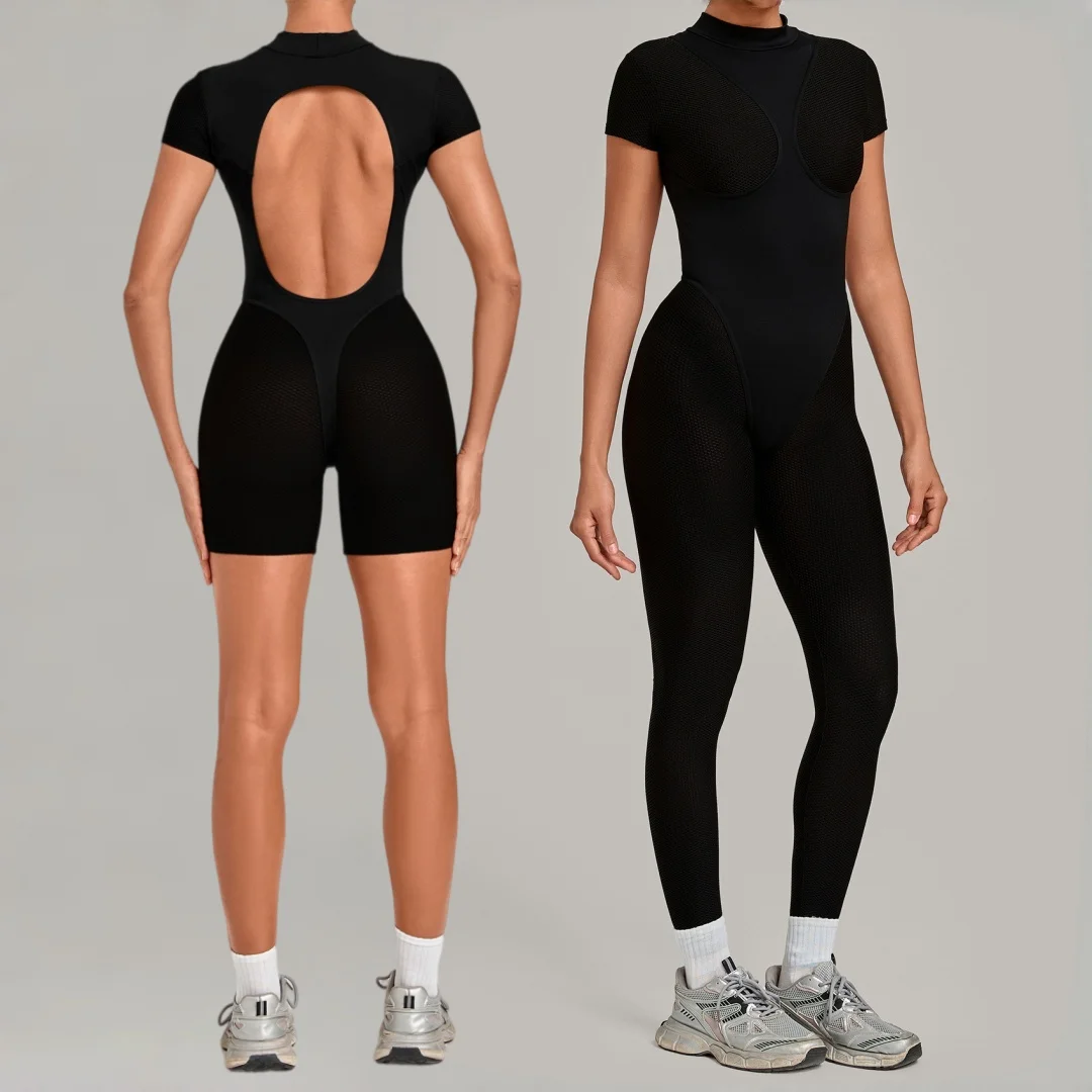 Women's Yoga Jumpsuit Hip Lift Tight Sexy Backless Mesh Insert Breathable One-piece Running Fitness Workout Gym Yoga Bodysuit