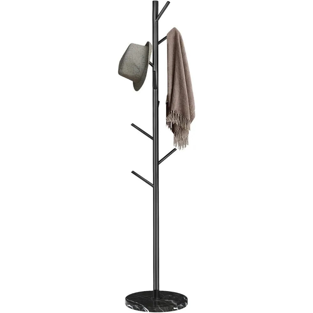 

Metal Coat Rack , Modern Coat Rack Freestanding W 8 Hooks, Sturdy Coat Tree Stand, Black Hall Tree for Jacket Hat Bag Entryway