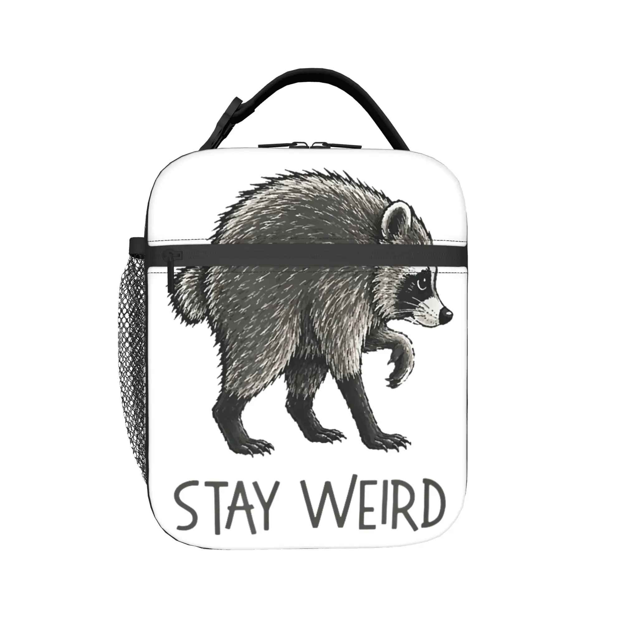 Funny Trash Panda Stay Weird Cute Jimothy Raccoon Viral Meme Insulated Lunch Bag Cooler Bag Lunch Container  Lunch Box Tote