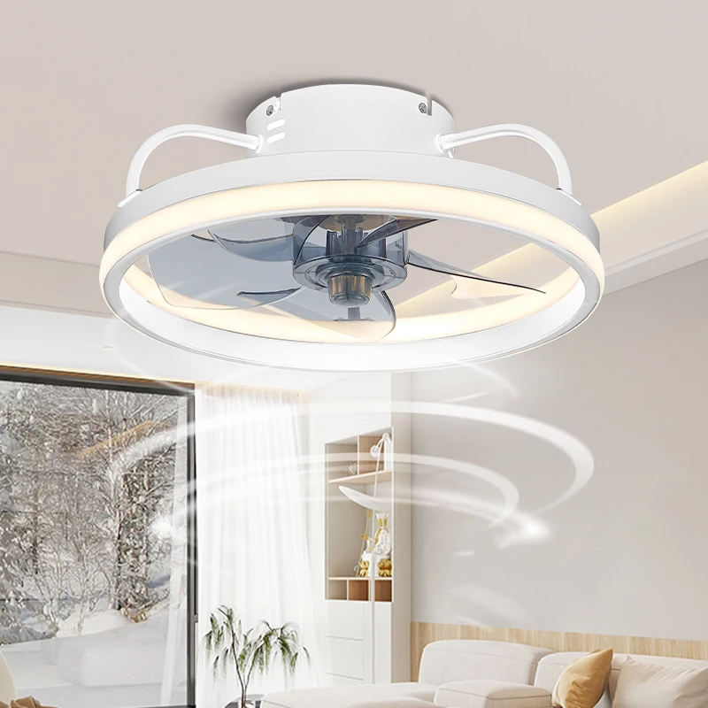 

Modern Intelligent Ceiling Fan With Light Remote Control 55W Black White 33/50CM Silent Living Room Bedroom Home Decor Fan Lamp