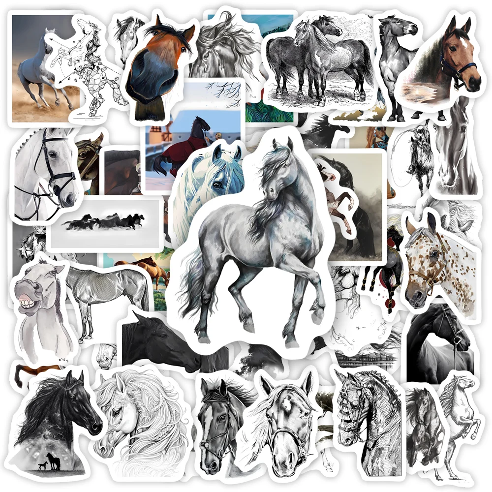 Horse Aesthetics Stickers Equestrian Decorative Scrapbook Art Sketch PVC Waterproof  Funny DIY for Notebook Laptop Phone Sticker