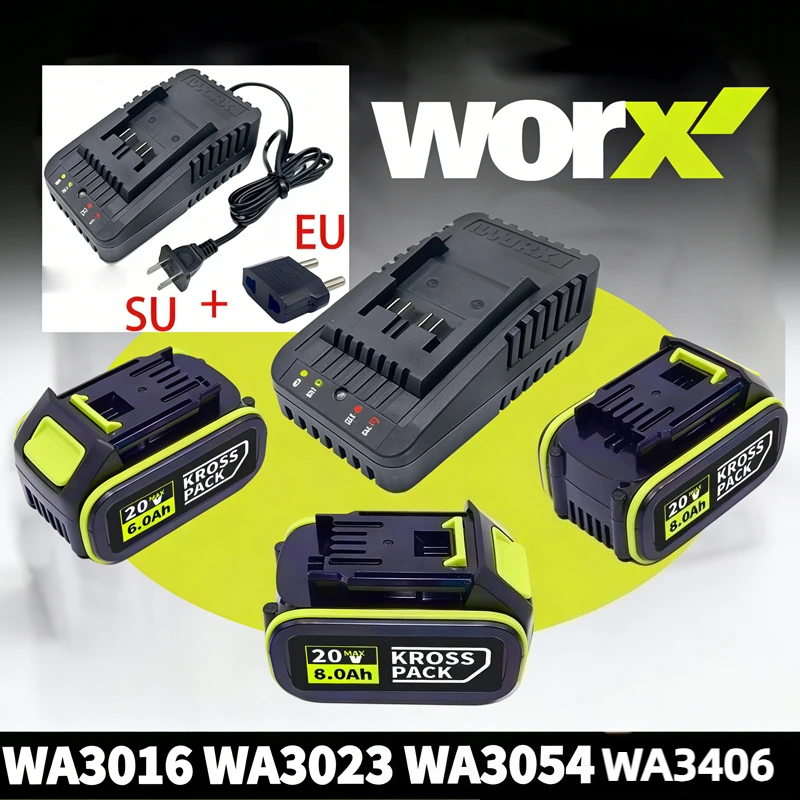 

100% New 6000mAh Rechargeable Battery For WORX 20V Tools, Large Foot Model Compatible with Sanding Trimming, Cutting Equipment