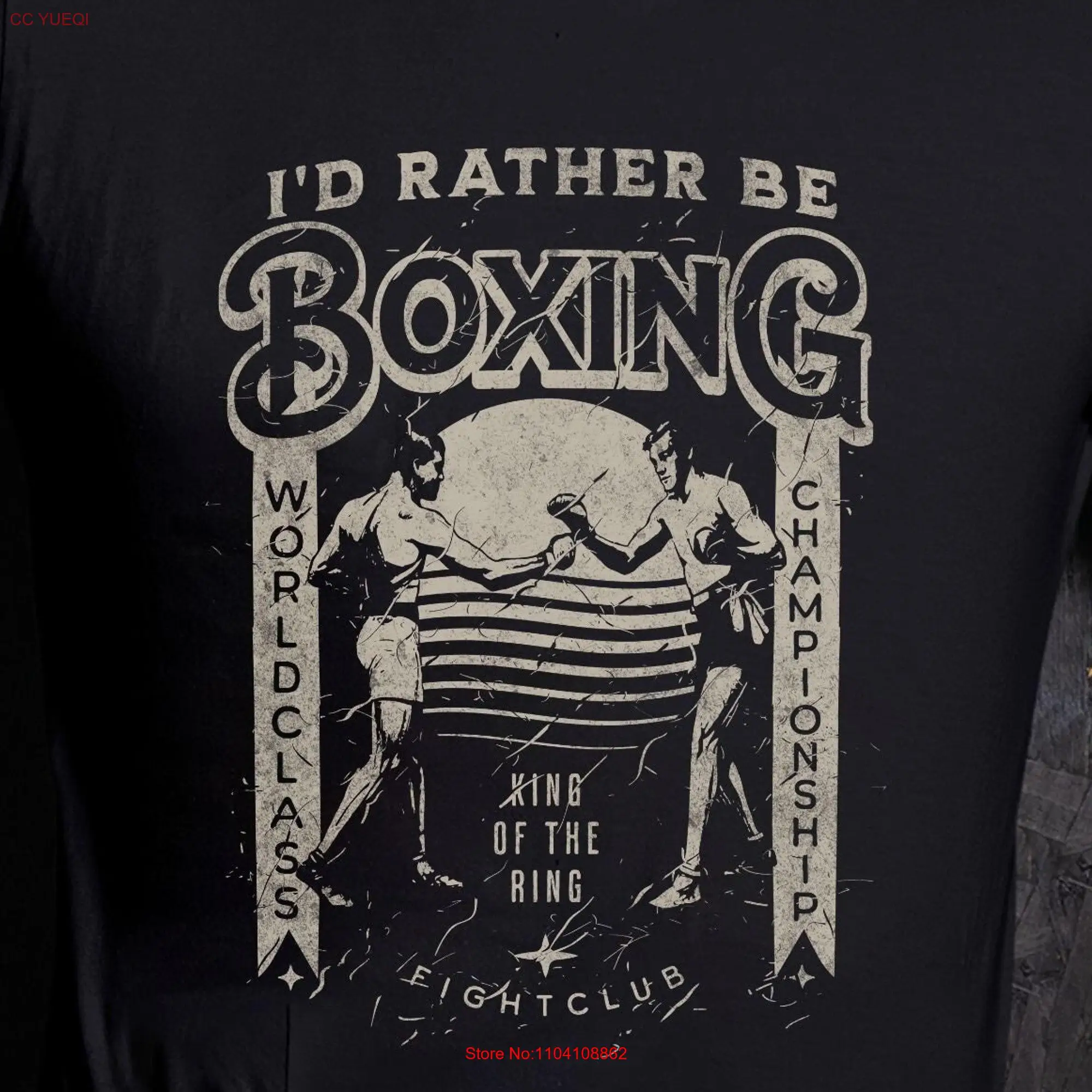 I'd Rather Be Boxing T Shirt For Dads Fan Vintage Men long or short sleeves