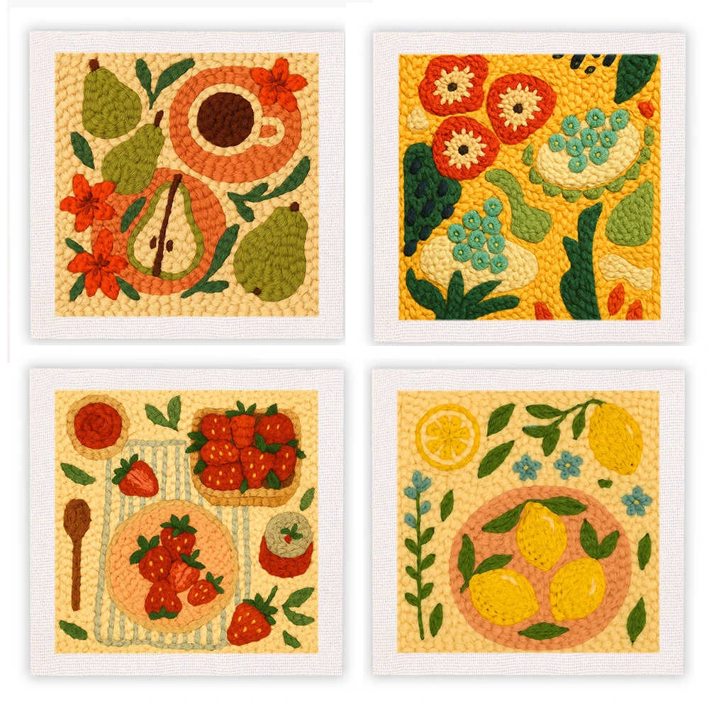 

Punch Needle Embroidery Starter Kits fruit and plant Punch Needle Kits Sewing Diy Embroidery frame crafts for adults Diy Gift