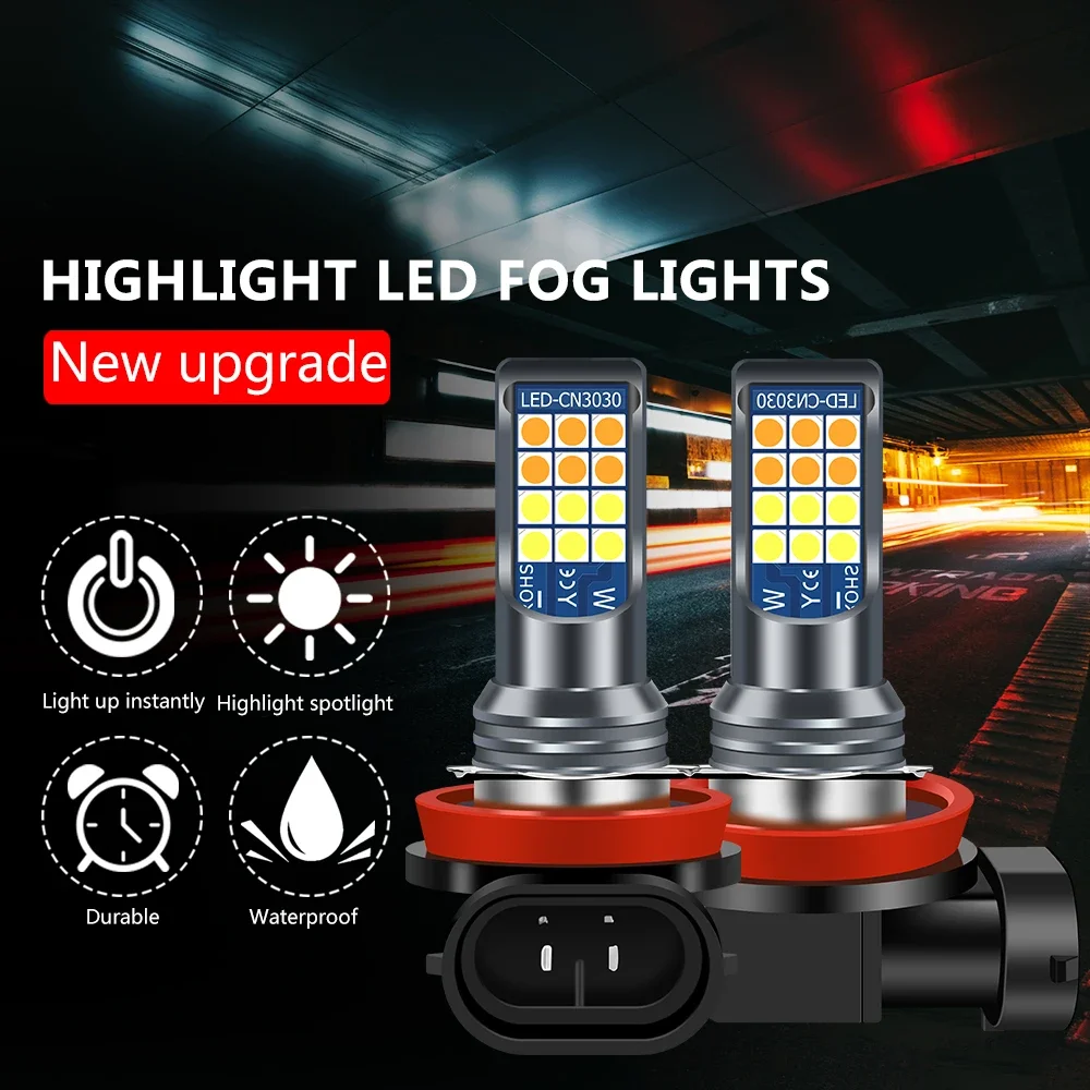 

2PCS LED Car Fog Light Bulb White - 3030 Chip 12V, Fit H4 H7 H8 H11 9005 9006, Auto Driving Running Fog Lamp for Night Safety,