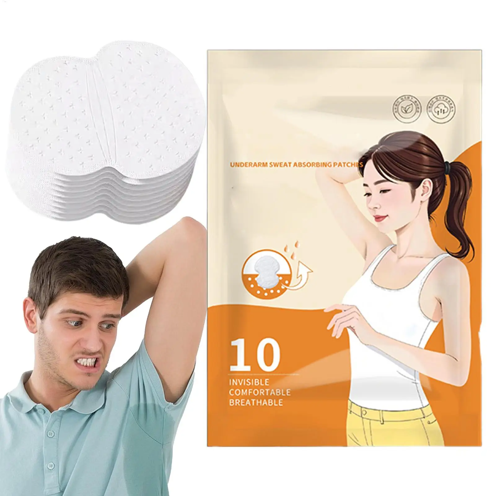 

10pcs Underarm Absorb Sweat Patch Underarm Pads Armpit Care Sweat Absorbent Pads Unisex Armpits Sweat Pad Sticker Underarm Pads