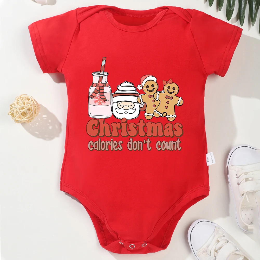 Christmas Calories Don't Count Funny Cute Baby Girl Boy Clothes Onesies Cotton Aesthetic Harajuku Newborn Bodysuit Xmas Gift