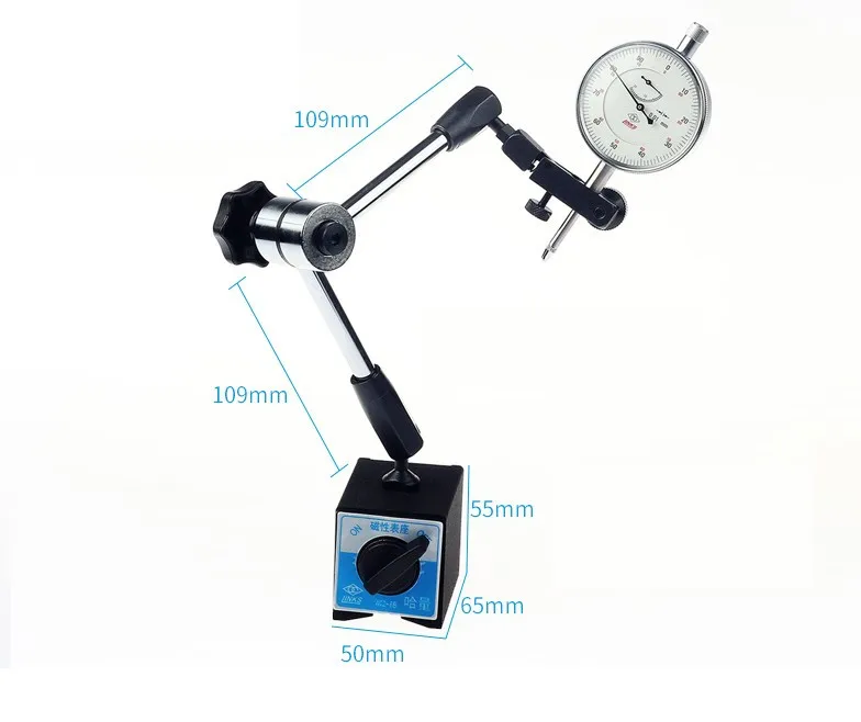 On/Off Magnetic Indicator Holder Stand With Double Adjustable Pole for Dial Test Indicator