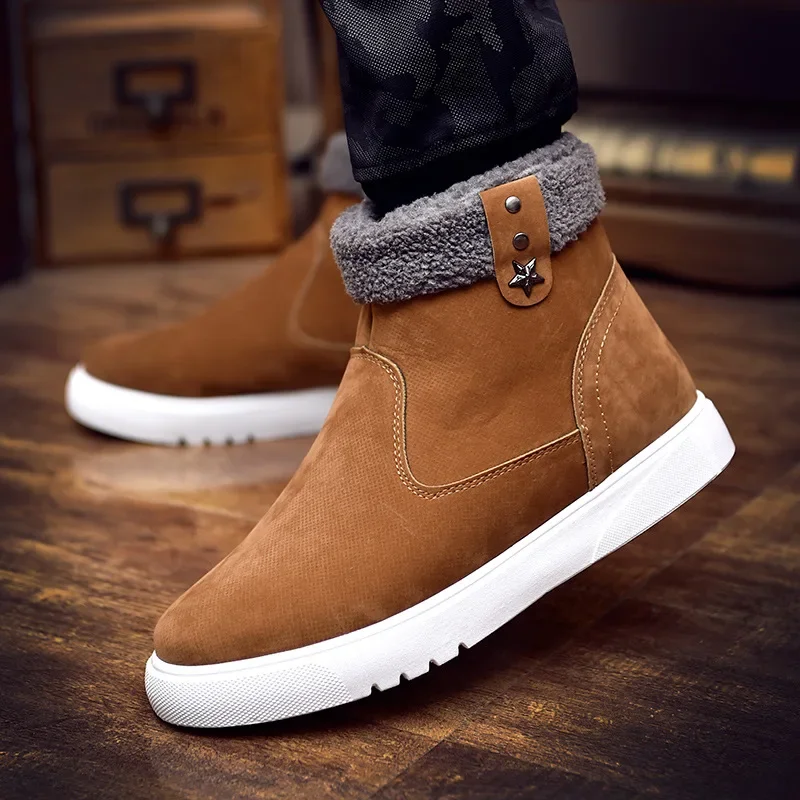 Men Boots 2024 Winter Thick Warm Casual Shoes for Men High Quality Snow Boots High-top Vulcanized Shoes with Fur Cotton Shoes