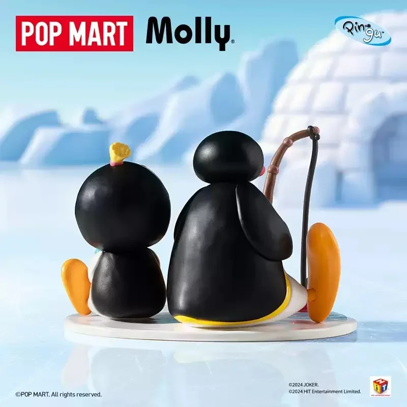 البوب مارت بيبي مولي X Pingu وقت الصيد معلقة بطاقة قلادة ألعاب أصلية دمى لطيف عمل أنيمي الحلي جمع هدية