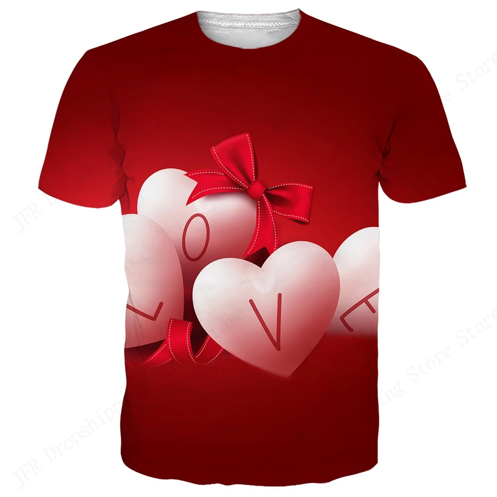 Summer Men's Women's T-shirt Valentine's Day Gift 3d Print Tshirt Women Fashion Casual Short Sleeve T shirt Love Tops Tees Lady