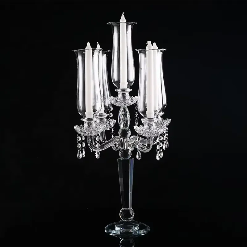 Luxury 5 Arm Crystal Candelabra Centerpiece for Wedding Table Modern Elegant Candle Holder Stand Home Dining Room Decor
