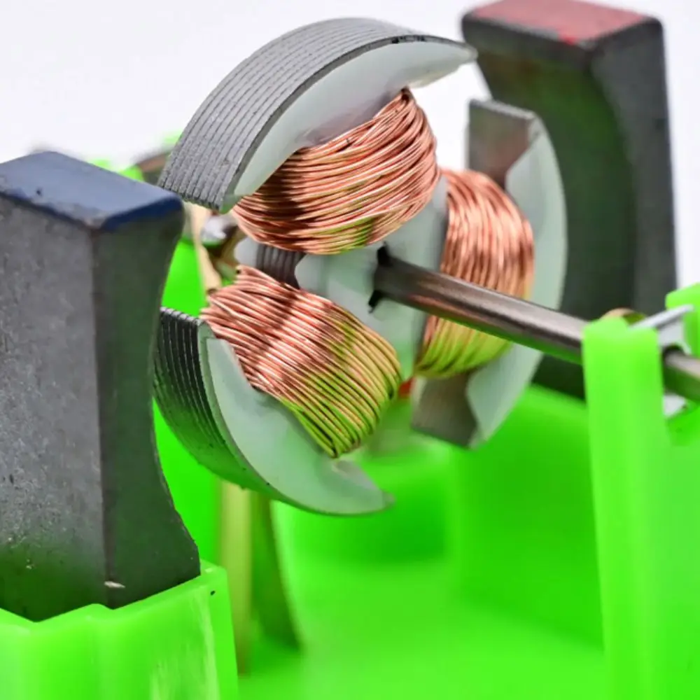 DIY Model DC Electrical Motor Model Green Color ABS+Metal Construction Educational Students Electromagnetic Swing