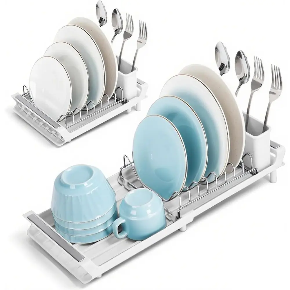 

Маленькая раскладная сушилка для посуды – компактная и экономит место – без сливного сифона, без протечек – прочная, устойчивая к ржавчине и легко моется – идеальное решение