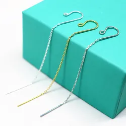 1 Pair Earring Wire Solid Stering Silver Ear Hook with Open Loop Dangle for DIY Jewelry Making Components Findings Accessories