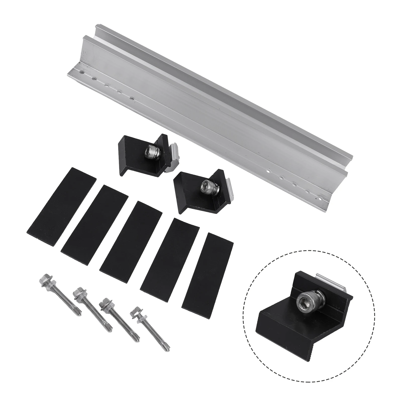 30/35mm Solar Modules PV Bracket Trapezoidal Sheet Flat Roof Aluminium Mounting Rail End Clamp PV Solar Panel Mount Accessories