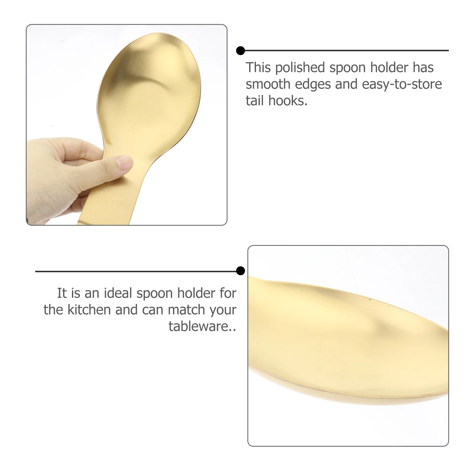 

Stainless Steel Spoon Rest Smooth Edges Tail Hooks Kitchen Supplies Ladle Holder For Spatula Forks Soup Spoon Tableware