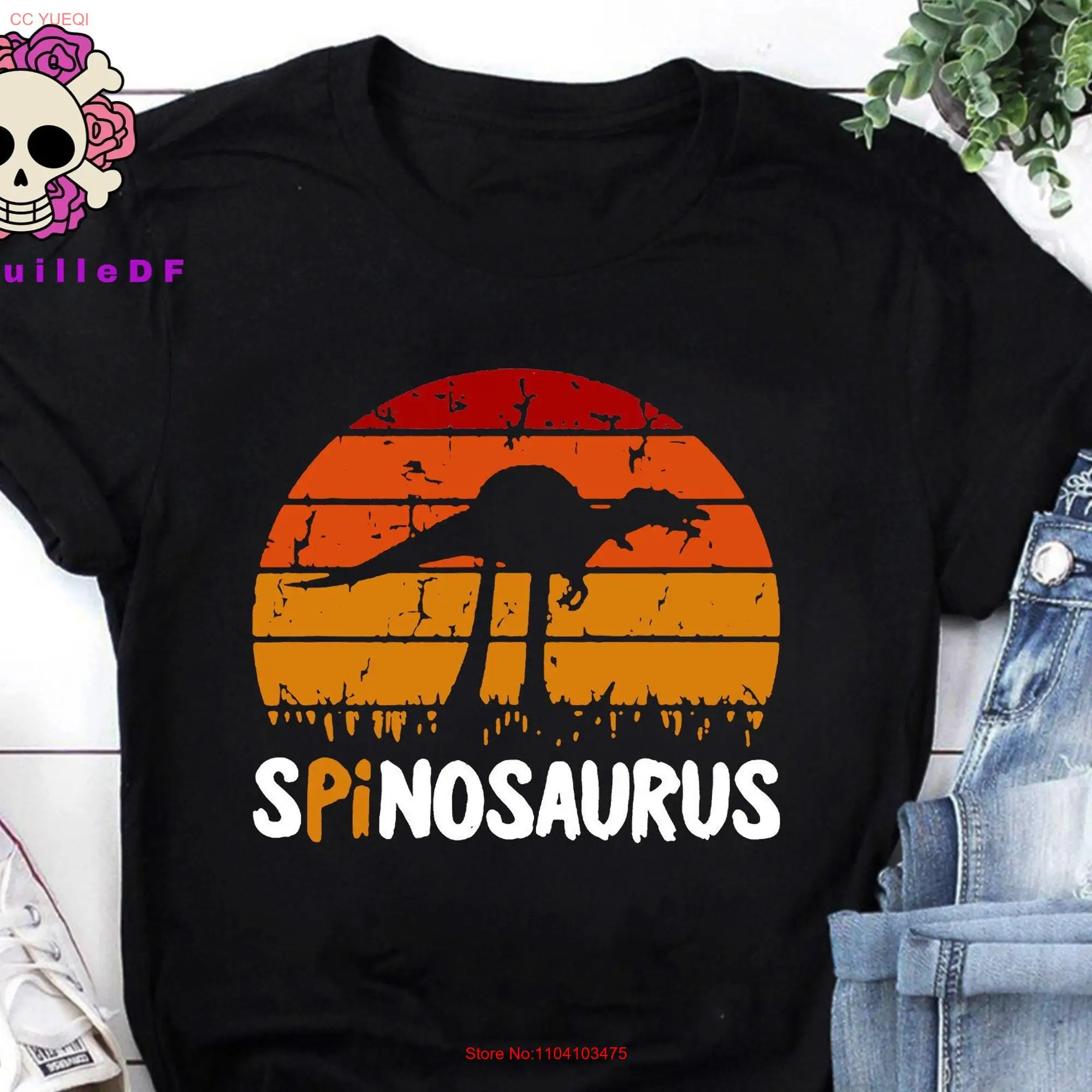 Vip Pi Spinosaurus Vintage T Shirt Dinosaur Lover Funny Animal s long or short sleeves