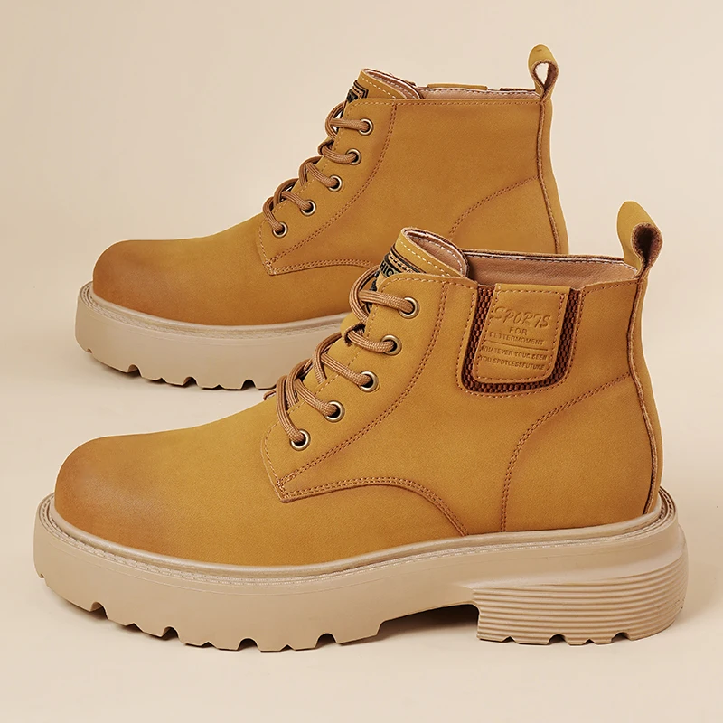 

Versatile High Top Shoes Sneakers New Arrival Mens Motorcycle Boots Casual Leather Leather Punk Ankle Boots Fashion Basic Botas