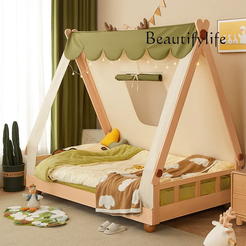 X36 Forest Nordic Solid Wood 1m 5 Bed Cabin Tent Tree House Single Bed