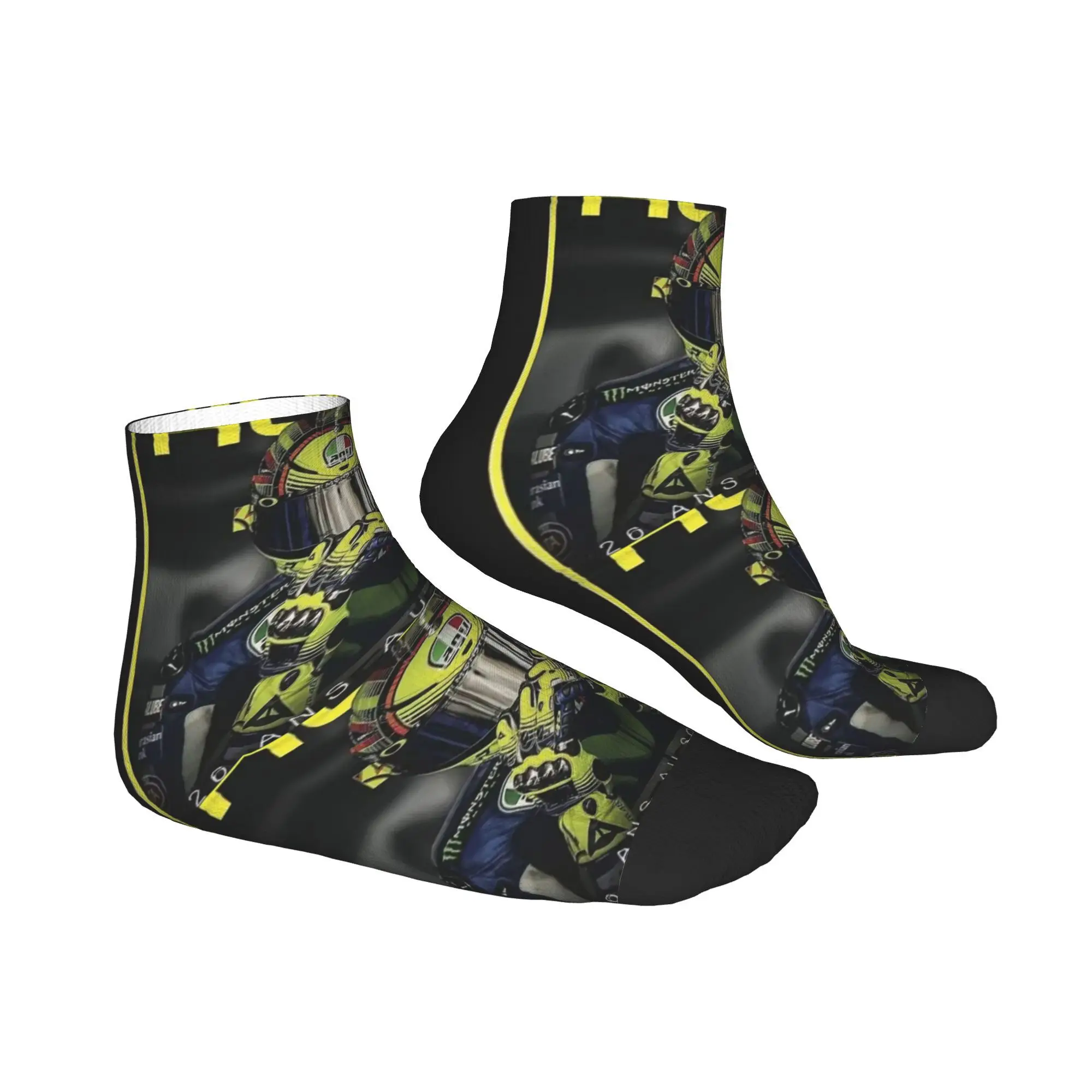 Calcetines de carreras de carreras de Moto Gp Rossi para todas las estaciones, calcetines deportivos Harajuku de tubo medio, medias suaves de moda para hombres y mujeres, regalos