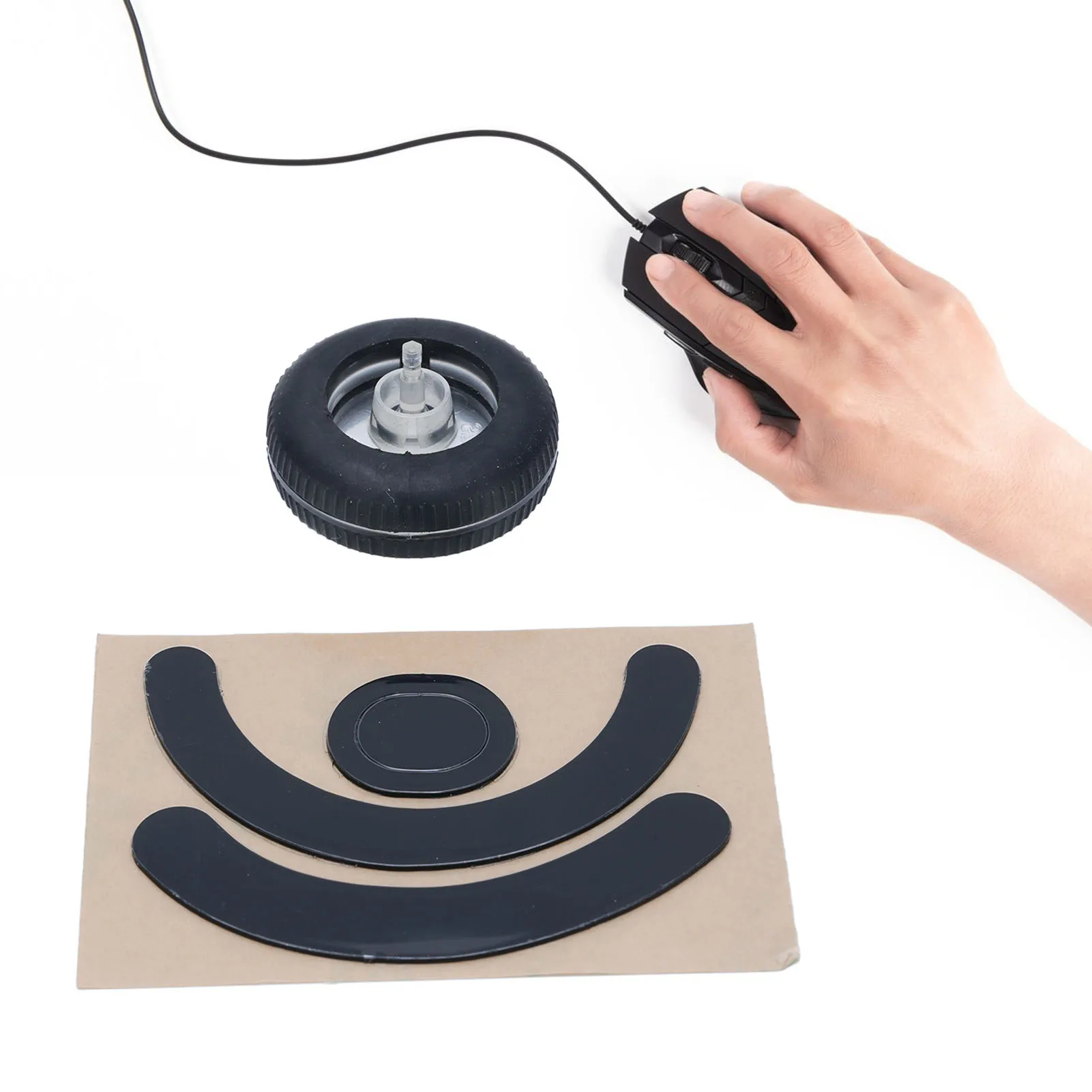 Mouse Wheel Replacement Black Mouse Roller Scroll with Anti Slip Foot Sticker for Logitech G403 G603 G703