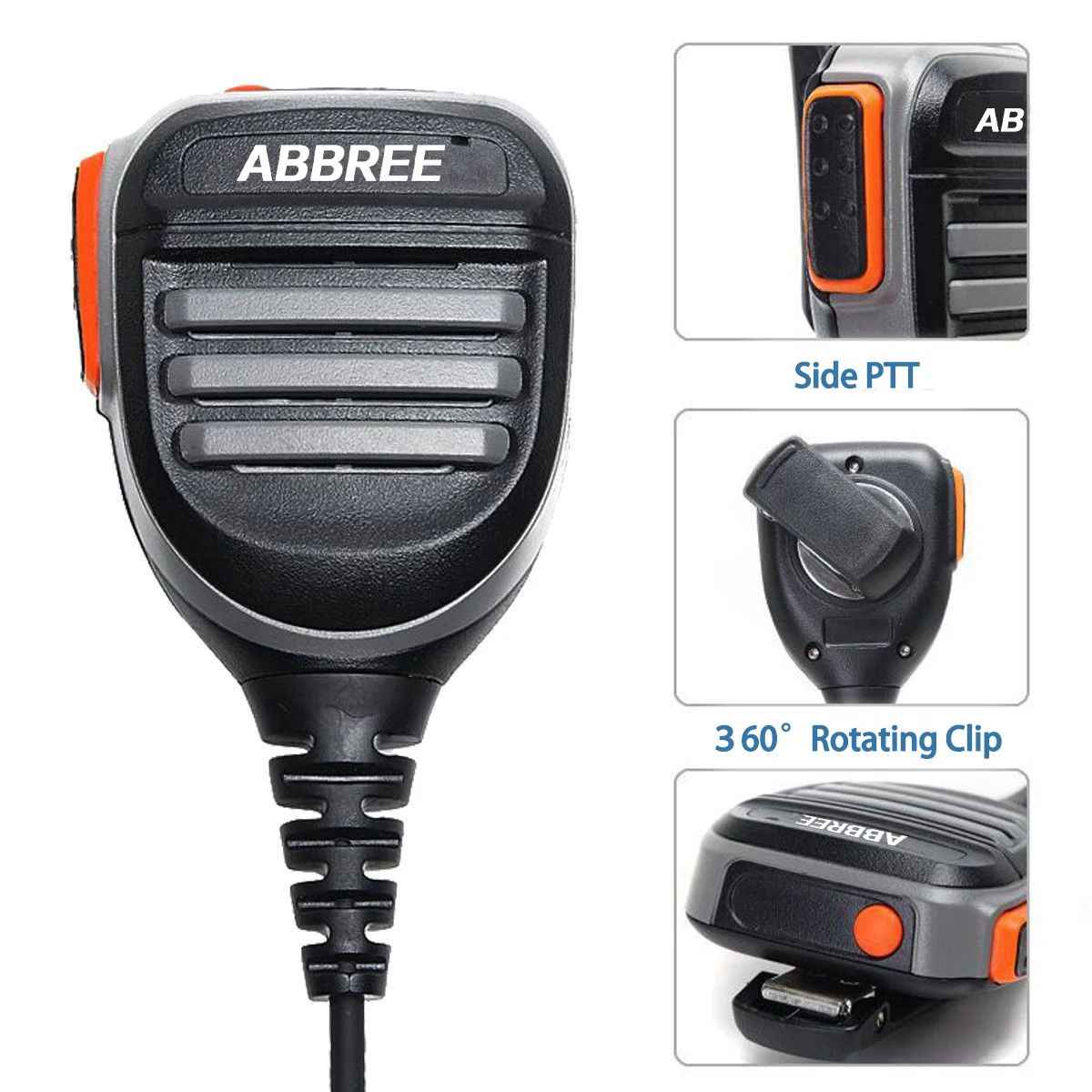 ABBREE AR-780 2 Pin PTT  Waterproof Speaker Microphone For UV-5R UV-21 UV17 Two Way Radio QuanSheng UV-K5 UV-K6 UV-5RH 21 17 PR
