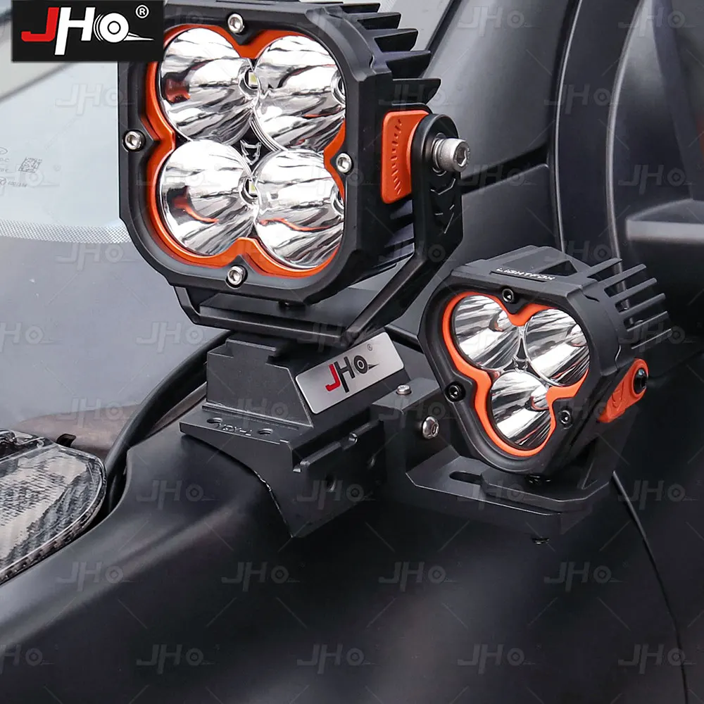 JHO Amber/White Dual Color LED Pod Lights for Chevy Silverado ZR2 Custom Hood A-Pillar Mounting Auxiliary Work Lamp