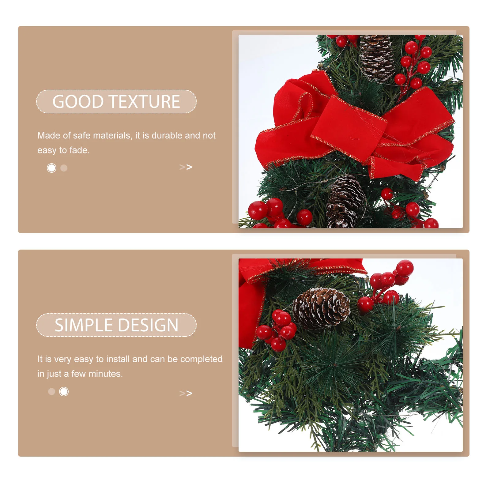 

Stairs Wreath Festive Door Decoration Garlands for Wreaths Fireplace Holiday Front Home Outdoor Indoor