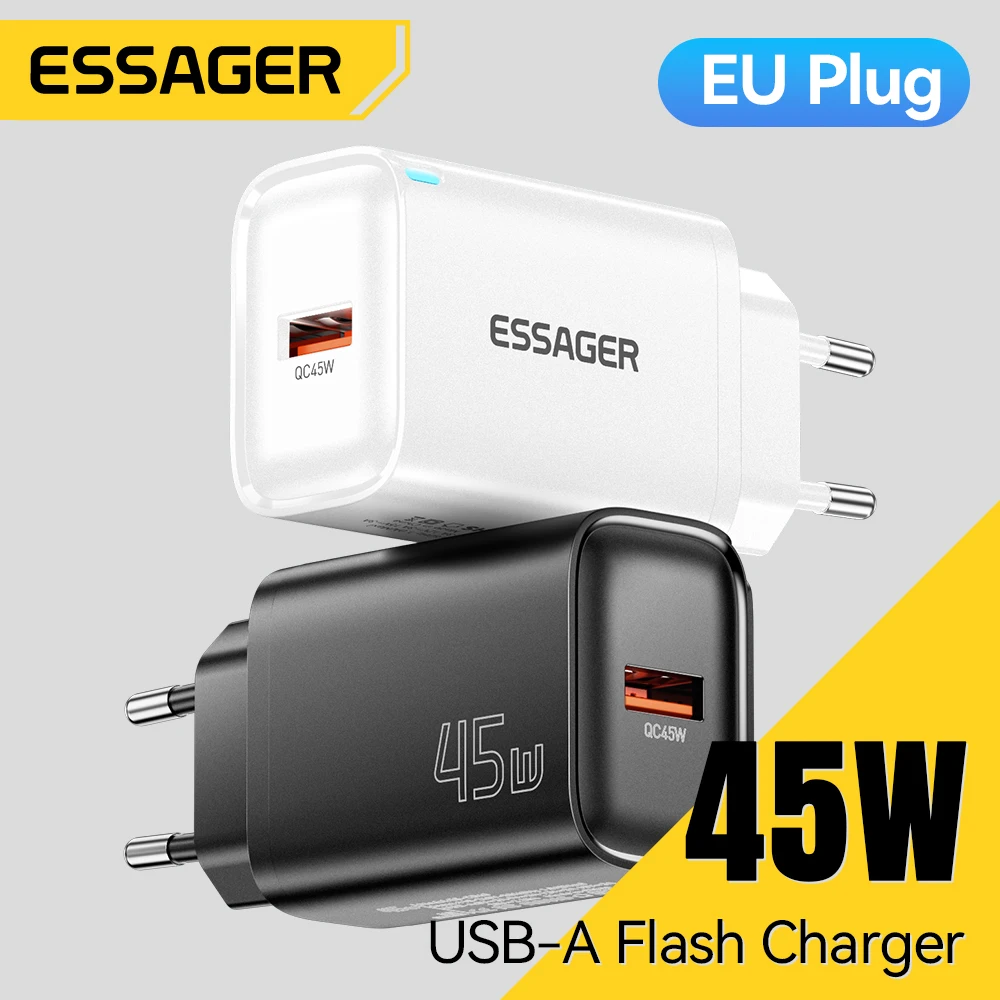 

Essager 45W USB A Charger QC3.0 PD Fast Charging Wall Charger For Samsung Galaxy S24 S23 Xiaomi 15 iPad Vivo USB A Quick Charger