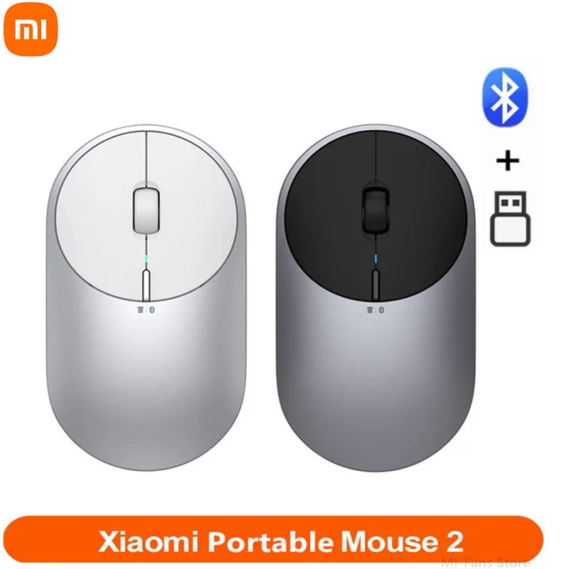 Newest Xiaomi Mi Portable Mouse 2 4-DPI 4000 2400 1800 1200 Bluetooth-compatible RF2.4 Aluminium Metal ABS Windows 10 Android