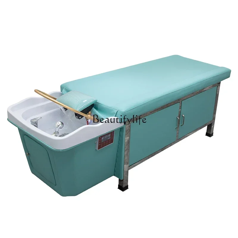 

LHigh-End Ceramic Basin Steel Frame Thai Shampoo Chair Water Circulation Fumigation Head Treatment Bed for Beauty Salon
