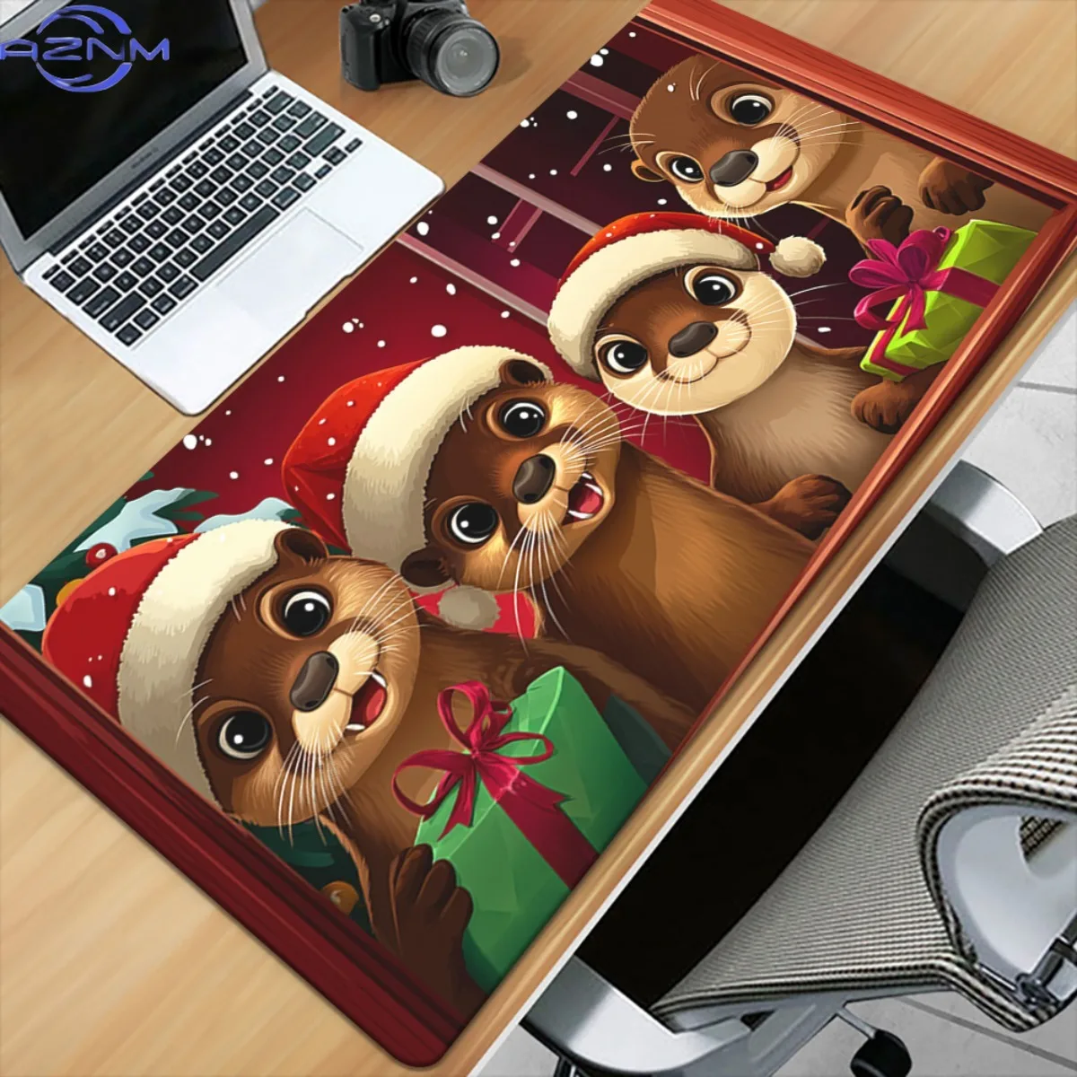 1pc of HD Printed Desk Pad Featuring a Squirrels with Gifts Design, a Multifunctional XXL Mousepad Suitable for Gaming And Offic