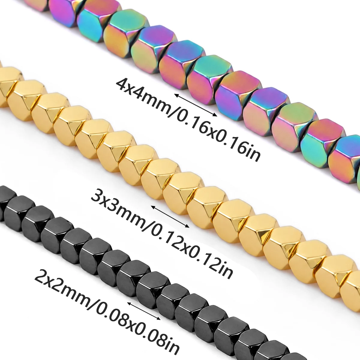 2-4mm 95-190pcs Black Gallstone Octagonal Cut Multicolored Handmade DIY Jewelry Beads Loose Bead Bracelet Accessories